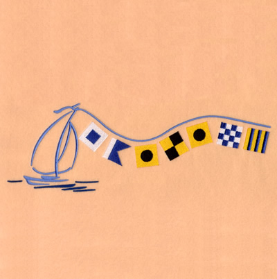 Sailboat "Sailing" Flags - Large Machine Embroidery Design
