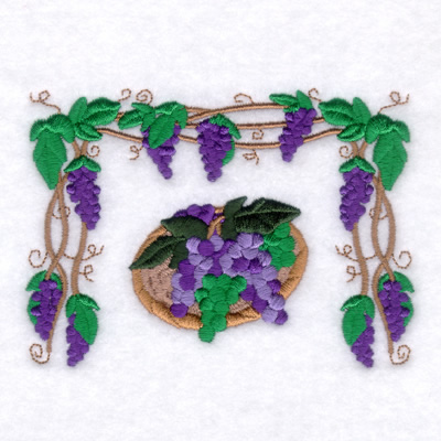Grape Border & Basket Machine Embroidery Design