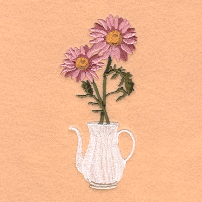 Teapot Daisy Machine Embroidery Design
