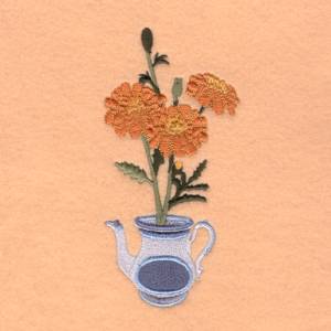 Picture of Teapot Marigold Machine Embroidery Design
