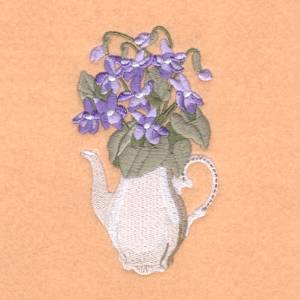 Picture of Teapot Violets Machine Embroidery Design
