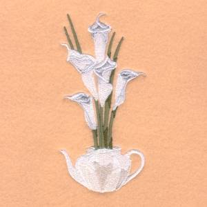 Picture of Teapot Calla Lilies Machine Embroidery Design
