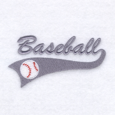 Baseball Script Tail Machine Embroidery Design