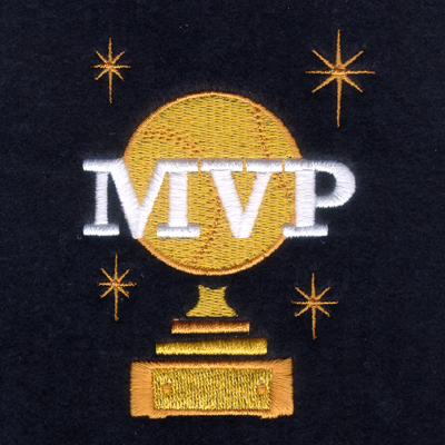Baseball MVP Trophy Machine Embroidery Design
