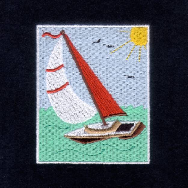 Picture of Sailing Card Machine Embroidery Design