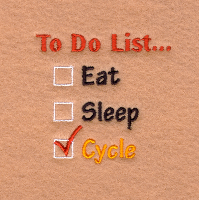 Cycling To Do List… Machine Embroidery Design