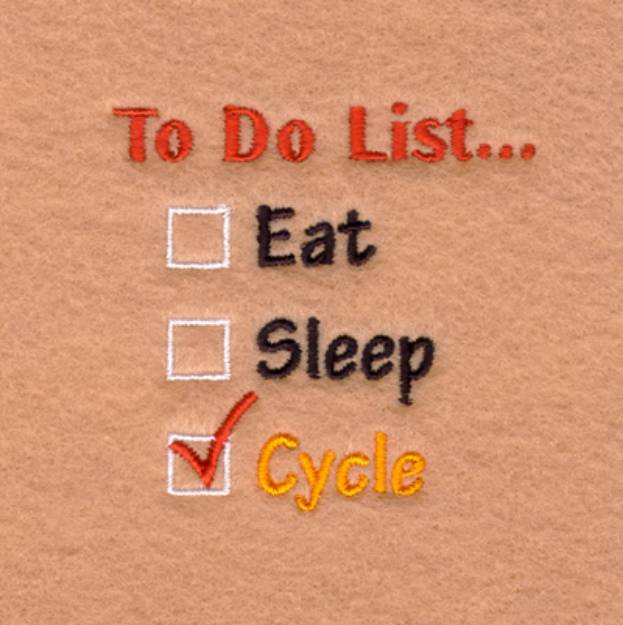 Picture of Cycling To Do List… Machine Embroidery Design