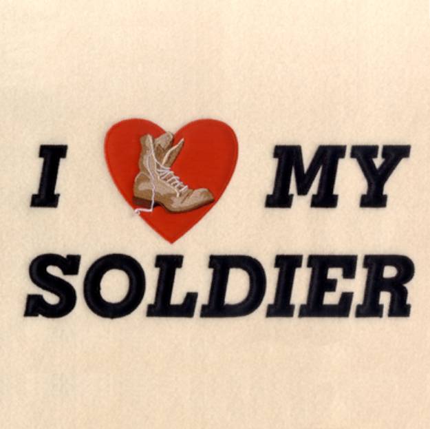 Picture of I Love My Soldier Applique Machine Embroidery Design