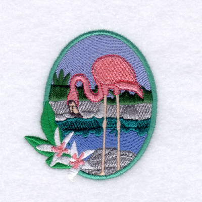 Flamingo Orchid Pond Machine Embroidery Design