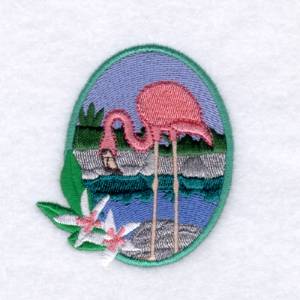 Picture of Flamingo Orchid Pond Machine Embroidery Design
