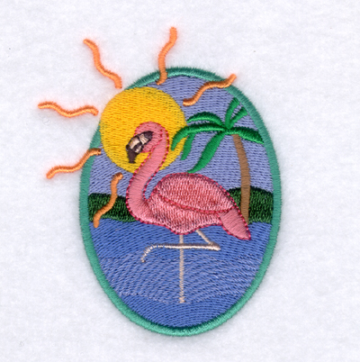 Flamingo Sunshine Palms Machine Embroidery Design