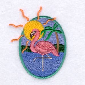 Picture of Flamingo Sunshine Palms Machine Embroidery Design