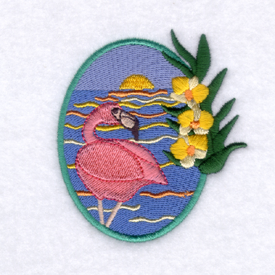 Flamingo Sunset Orchids Machine Embroidery Design