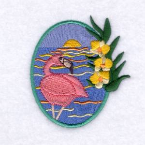 Picture of Flamingo Sunset Orchids Machine Embroidery Design