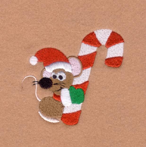 Picture of Candy Cane Mouse Machine Embroidery Design