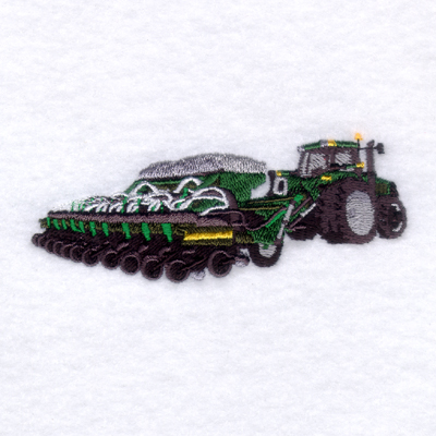 Tractor and Grain Drill Machine Embroidery Design
