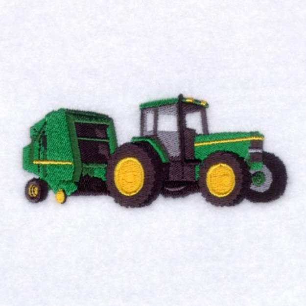Picture of Tractor and Round Baler Machine Embroidery Design