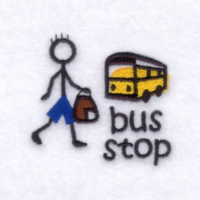Stick Kids Bus Stop Machine Embroidery Design