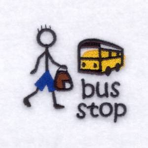 Picture of Stick Kids Bus Stop Machine Embroidery Design