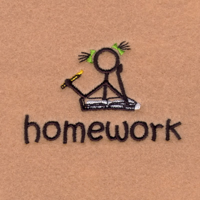 Stick Kids Homework Machine Embroidery Design