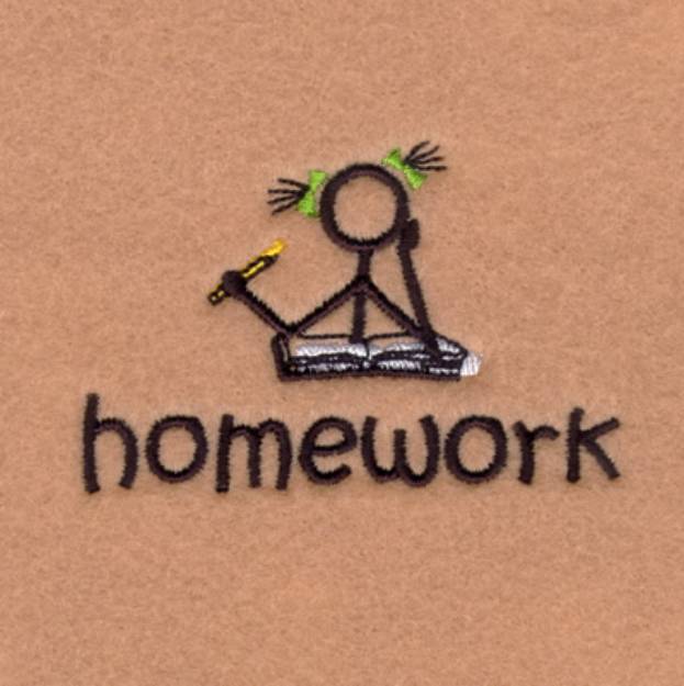 Picture of Stick Kids Homework Machine Embroidery Design