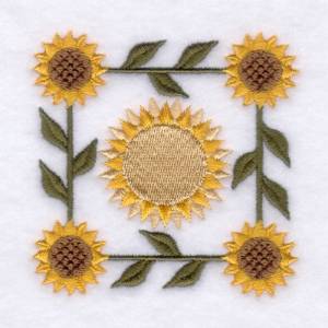 Picture of Folk Sunflower Square Machine Embroidery Design