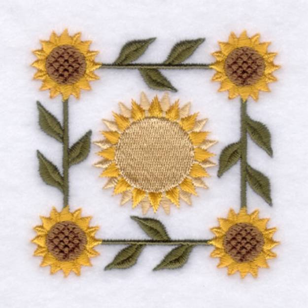 Picture of Folk Sunflower Square Machine Embroidery Design