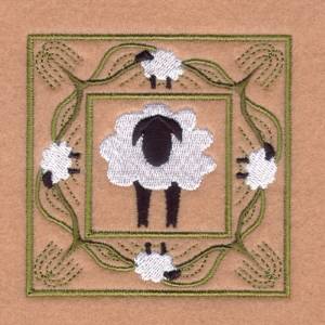 Picture of Folk Sheep Square Machine Embroidery Design