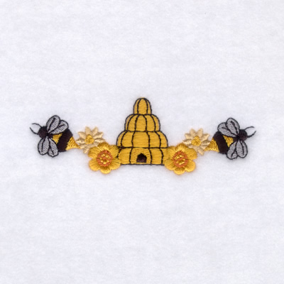 Folk Honey Bee Border Machine Embroidery Design
