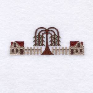 Picture of Folk Tree House Border Machine Embroidery Design