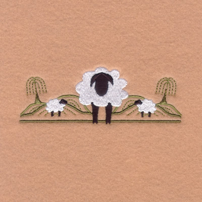 Folk Sheep Border Machine Embroidery Design
