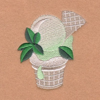 Mint Ice Cream Cone Machine Embroidery Design