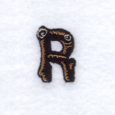 Wood Font "R" Small Machine Embroidery Design