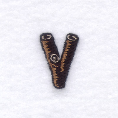 Wood Font "V" Small Machine Embroidery Design