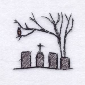 Picture of Sketched Graveyard Machine Embroidery Design