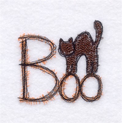 Sketched Boo and Cat Machine Embroidery Design