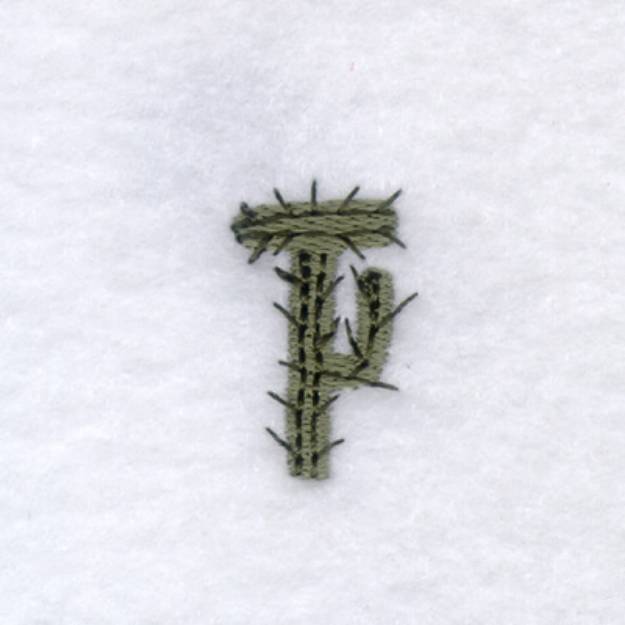 Picture of Cactus Font "T" Machine Embroidery Design