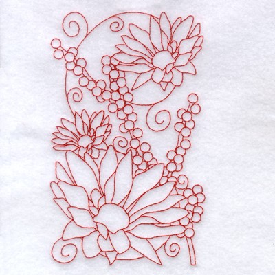 Autumn Flower Redwork Machine Embroidery Design