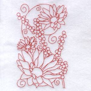 Picture of Autumn Flower Redwork Machine Embroidery Design