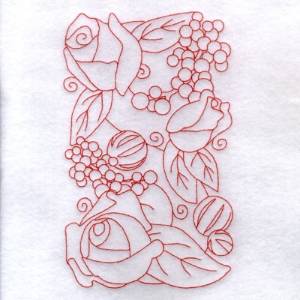 Picture of Fragrant Rose Redwork Machine Embroidery Design