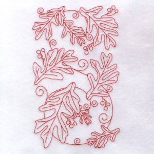 Picture of Oak Berries Redwork Machine Embroidery Design