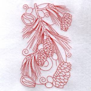 Picture of Winter Pine Redwork Machine Embroidery Design