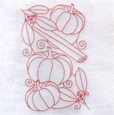 Pumpkin Spice Redwork Machine Embroidery Design