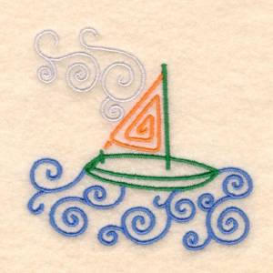 Picture of Sailboat Swirl Machine Embroidery Design