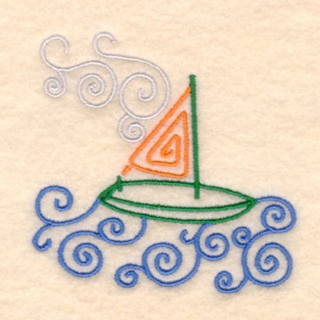 Picture of Sailboat Swirl Machine Embroidery Design