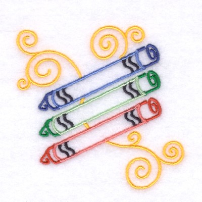 Crayons Swirl Machine Embroidery Design