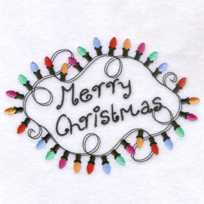 Merry Christmas Lights Machine Embroidery Design