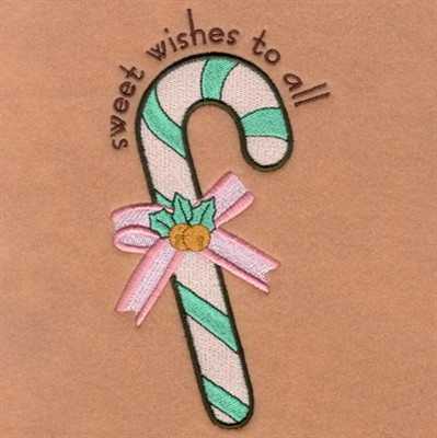 Sweet Wishes To All Candy Cane Machine Embroidery Design