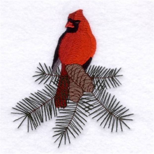 Picture of Cardinal on Pine Machine Embroidery Design