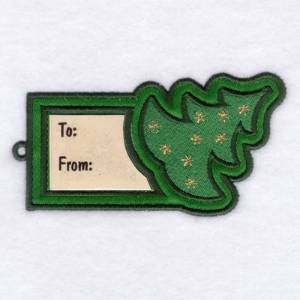 Picture of Christmas Tree Gift Tag Machine Embroidery Design